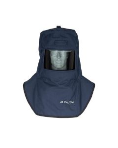OBRLAN4-CHVS image(1) - OBERON Hood with Hard Cap - Arc Flash - 40 Cal LAN - With Fresh Air Arc Flash Hood Ventilation System - Color: Navy Blue - Window: True Color Grey (TCG)