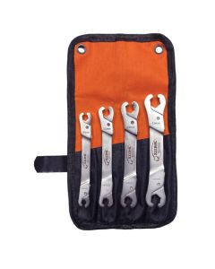 SRRRLW400 image(1) - S.U.R.&R. RLW400 Ratcheting Line Wrench Set of 4 with 4-Slot Pouch- SAE/Metric