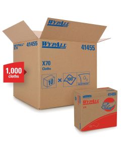 KIM41455 image(1) - Kimberly Clark WypAll 41455 X70 Series Pop-Up Box Cloth, 9.1 x 16.8 in, 100 per box, 10 boxes/cs, Hydroknit, White, 1 Plys