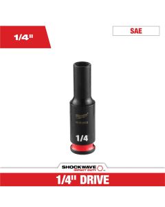 MLW49-66-6013 image(0) - Milwaukee Tool SHOCKWAVE&trade; Impact Duty 1/4" Drive 1/4" Deep 6 Point Socket