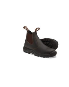 BLU490-085 image(0) - Blundstone Soft Toe Elastic Side Slip-on Boot, Water Resistant, Kick Guard, Stout Brown, AU size 8.5, US size 9.5