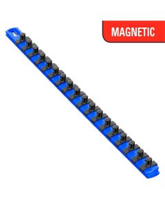 ERN8404M image(0) - Ernst Mfg. 18 Inch  3/8 Inch Magnetic Socket Organizer with Twist Lock Clips - Blue