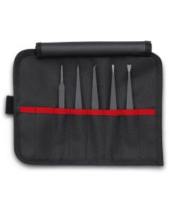 KNIPEX 5 Pc Plastic Tweezer Set in a Tool Roll-ESD