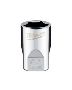 MLW45-34-9038 image(2) - Milwaukee Tool Milwaukee Tool 1/4" Drive 12mm Metric Socket with FOUR FLAT Sides, 6-Point, Vanadium Steel, Chrome