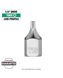 MLW45-34-1106 image(0) - Milwaukee Tool 1/4 Inch Drive T15 Low-Profile TORX Bit Socket