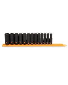 KDT84914H image(0) - GEARWRENCH 13 Piece 3/8" Drive 6 Point Metric Hi-Viz Deep Impact Socket Set