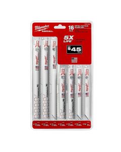 MLW49-22-1216 image(1) - Milwaukee Tool SAWZALL Metal Cutting Bi-Metal Reciprocating Blade Set (16 Piece)