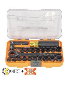 KLE65400KNECT image(1) - Klein Tools KNECT Essential Pass Through Impact Socket Set, SAE, Metric, 28-Piece