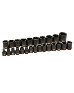 KDT84933H image(0) - GEARWRENCH 25 Piece 1/2" Drive 6 Point Metric Hi-Viz Impact Socket Set