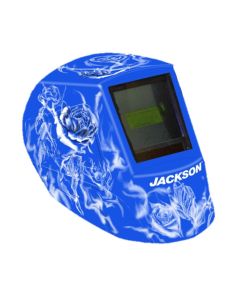 JCK47104 image(1) - Jackson Safety Welding Helmet - Auto Darkening - Nylon - 3.94" x 2.64" Viewing Area - Shade 10 Fixed ADF 1/1/1/1 - 370 Speed Dial Headgear - Reapers n' Roses Graphics