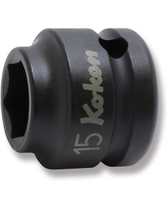 KKN14401MS-15 image(0) - Ko-ken USA 14401MS-15 1/2 Sq. Dr. Socket 15mm 6 point Length 26mm Thin walled