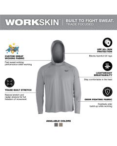 MLWM550G-3X image(2) - Milwaukee Tool WORKSKIN Hooded Sun Shirt- Gray -3X
