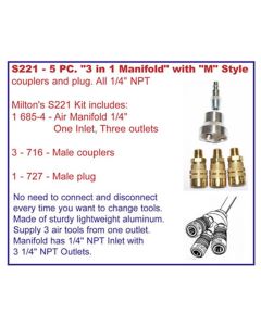 Milton Industries 5 pc. "M" Style 3 in 1 Manifold Kit