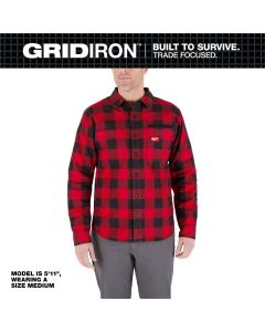 MLWM551R-M image(0) - Milwaukee Tool GRIDIRON Flannel Shirt - Red - M