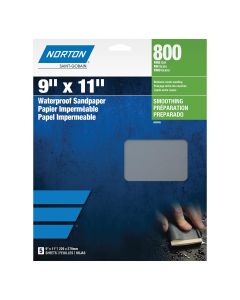 Norton Black Ice 00496 T214 Series Sanding Sheet, 9 in W x 11 in L, P600 Grit, Ultra Fine Grade