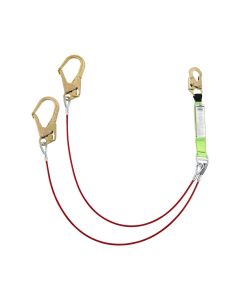 PeakWorks Shock Absorbing Lanyards - Tear Pack 1/4" PVC Coated Cable -  Double Leg - Weight Capacity 130 to 310 Lbs - 6'