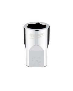 Milwaukee Tool 3/8" Drive 12mm  Metric 6-Point Socket with FOUR FLAT Sides, Vanadium Steel, Chrome