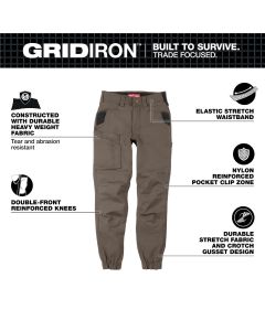 MLWF652N-2R image(1) - Milwaukee Tool Women's GRIDIRON Double Knee Jogger Pants - Brown - Size 2