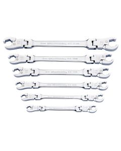 KDT89101D image(0) - GearWrench 6 Piece Ratcheting Flex Head Flare Nut Metric Wrench Set