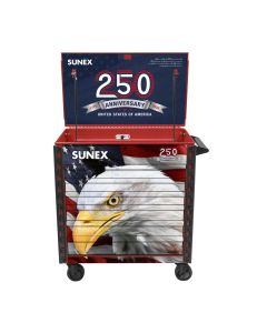 SUN8056FDRUSA image(0) - SUNEX Premium Full Drawer Service Cart - USA 250th Anniversary Limited Edition - Red Eagle Design