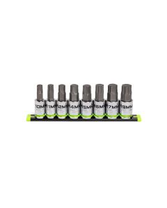GETHCM8S image(0) - Grip Edge Tools 8-PC 1/2" Drive Metric RPT Hex bit socket set