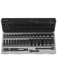 GRE81635MRD image(0) - Grey Pneumatic 3/8" Drive 35 Piece Metric Std & Deep Duo-Socket Set - 6 Point