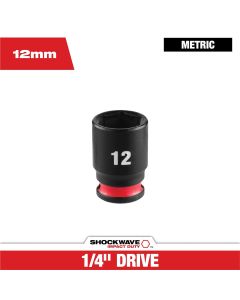 MLW49-66-6032 image(0) - Milwaukee Tool SHOCKWAVE&trade; Impact Duty 1/4" Drive 12MM Standard 6 Point Socket