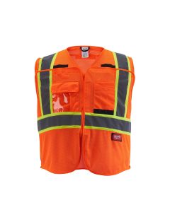 MLW48-73-5177 image(1) - Milwaukee Tool Class 2 Breakaway High Visibility Orange Mesh Safety Vest - 2XL/3XL (CSA)