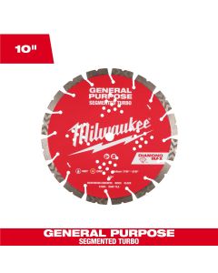 MLW49-93-9010 image(0) - Milwaukee Tool 10 inch DIAMOND MAX Segmented Turbo General PurposeDiamond Blade