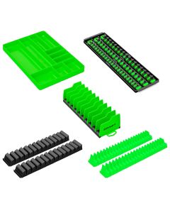 ERNGREENPACK-TDE26 image(1) - Ernst Mfg. TDE26 Show Pack - Tool Organizer Bundle: Screwdriver, Wrench, Plier, Socket, and Tray - Green