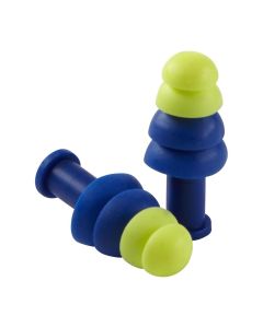 SRWS23420 image(0) - Sellstrom Earplugs - Reusable - Tapered - Uncorded - Blue/Hi-Viz Green - NRR 27 - 100 Pair Dispenser Box