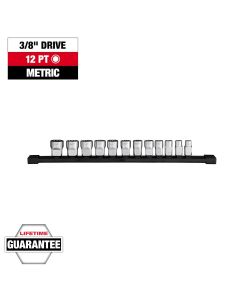 MLW48-22-9520 image(0) - Milwaukee Tool 12pc 3/8 inch Drive 12-Point Metric Socket Set