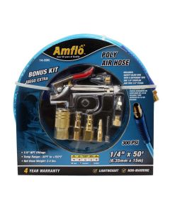Amflo Poly Air Hose 50' x 1/4" with Bonus 9 Piece Kit