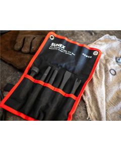 SUNACS5S image(1) - SUNEX Air Hammer Chisel Standard 5 Piece Set in Portable Tool Roll