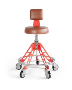 VYPESM-BR-R-QH image(0) - Vyper Industrial 400 lb Capacity Elevated Steel Max Quick Height Shop Chair - Brown/Red