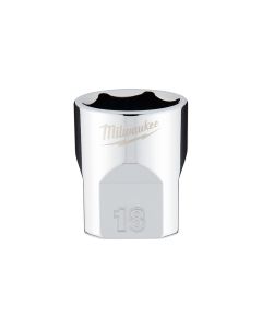 MLW45-34-9088 image(2) - Milwaukee Tool 3/8" Drive 18mm  Metric 6-Point Socket with FOUR FLAT Sides, Vanadium Steel, Chrome