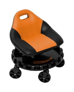 TRX2-703 image(1) - Traxion 2-703 ProGear Mobile Rolling Gear Race Seat with Tray and Five All Terrain Casters - Orange
