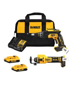 DWTDCK265D2 image(0) - DeWalt 20V MAX* XR Brushless Drywall Screwgun and Cut-Out Tool Combo Kit (2.0Ah)