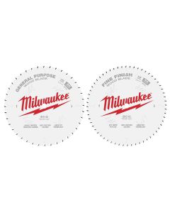 Milwaukee Tool Circular Saw Two-Pack Wood Cutting Blades 10" 40T + 60T