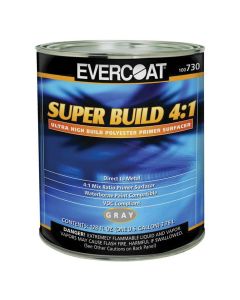 Fibre glass Evercoat 100730 Super Build Polyester Primer, 1 gal Round Can, Gray, 4:1 Mixing, 1200 sq-ft/gal Coverage