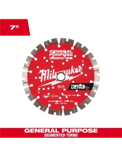MLW49-93-7529 image(0) - Milwaukee Tool 7 Inch DIAMOND ULTRA Segmented Turbo, General Purpose Diamond Blade