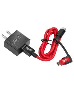 MLW48-59-1209 image(0) - Milwaukee Tool 3 Foot USB-C and 2.1A Wall Charger with Micro USB Adaptor