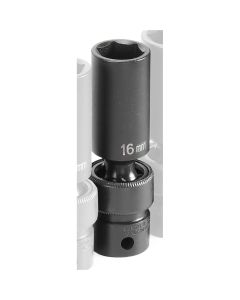 Grey Pneumatic SOC 16MM 3/8D IMP UNIV 6PT DP BLK