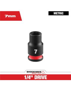 MLW49-66-6027 image(0) - Milwaukee Tool SHOCKWAVE&trade; Impact Duty 1/4" Drive 7MM Standard 6 Point Socket