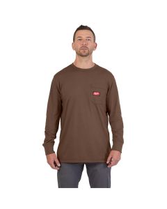 MLW606BR-2X image(1) - Milwaukee Tool GRIDIRON Pocket T-Shirt - Long Sleeve Brown 2X