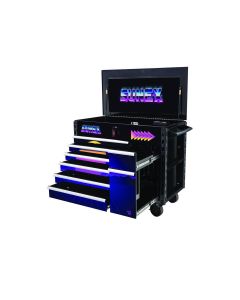 SUN8065PCBKSYNTH image(0) - SUNEX 50 Inch 7 Drawer Power Cart with Dedicated Power Tool Storage and Power - 80s Retro