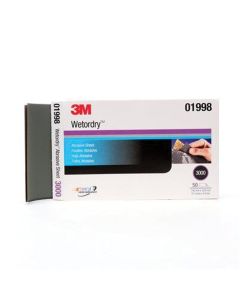 MMM1998 image(0) - 3M Imperial Wetordry 01998 401Q Series Abrasive Sheet, 5-1/2 in W x 9 in L, 3000 Grit, Fine Grade, Black