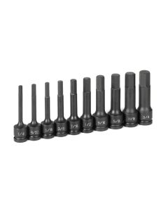 GRE1340H image(0) - Grey Pneumatic 1/2" Drive 10 Piece 4" Length Fractional Hex Driver Set