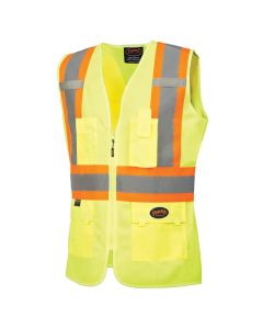 Pioneer Women's Custom Fit Hi-Vis Mesh Back Safety Vest  - Color:  Hi-Vis Yellow/Green  - Size: M