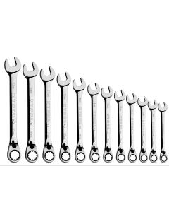KTIXDCRWS12MM image(0) - K Tool International Wrench Set 12 Piece Metric 120 Tooth Reversible Combination 8-19MM